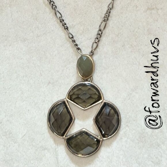 Bundle Sale 3 for $15 | Xiomara Castro XC Olive Green Faceted Glass Necklace - Picture 8 of 10